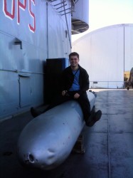 Mihnea riding the bomb